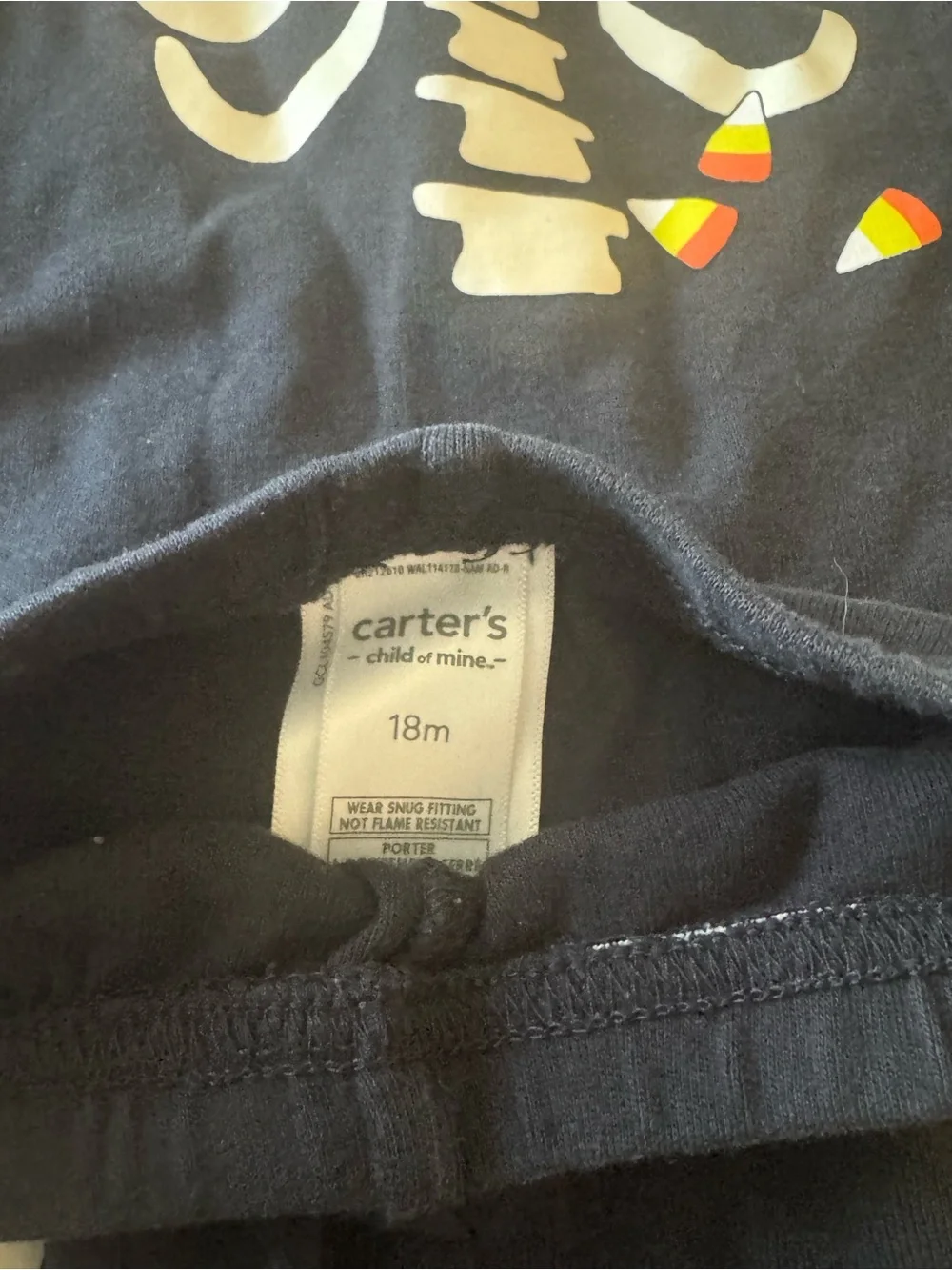 Carter's Black Pajama Set with White Skeleton and Candy Corn Accents - Picture 2 of 4